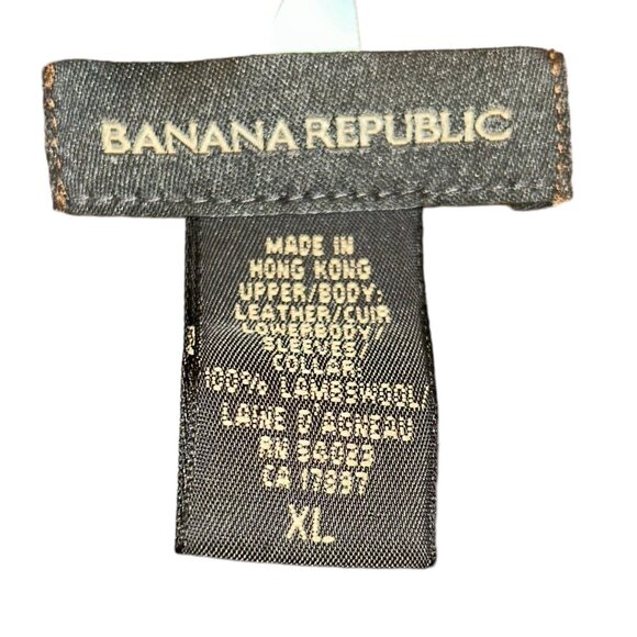 banana republic vintage 90s brown ribbed zip up leather trim cardigan sw… - Picture 3 of 5